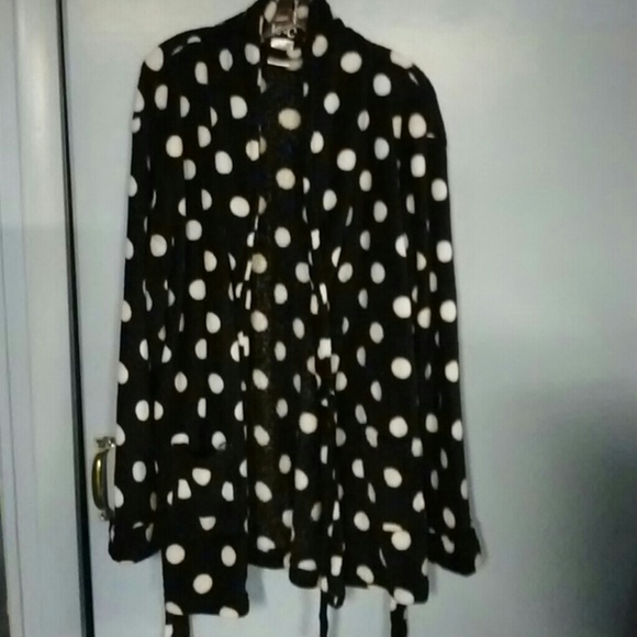 K C ladies Black and white polka dot robe - Picture 1 of 1